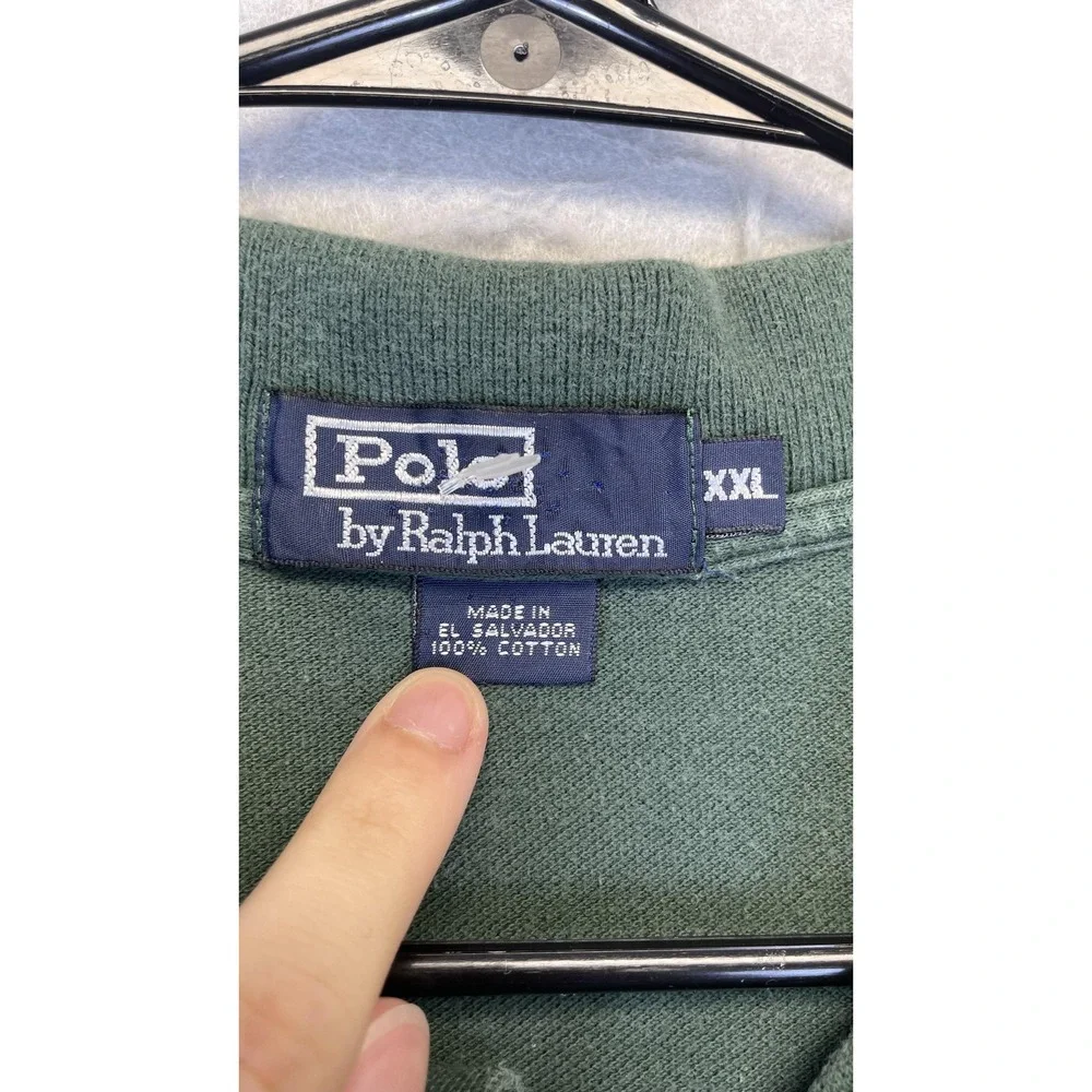 Polo Ralph Lauren Polo Shirt Mens 2XL Green Red‎ Pony Logo Cotton Pique